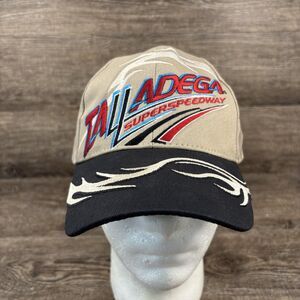 Talladega Superspeedway Hat Cap Strap Back Mens Tan Black NASCAR Racing Alabama